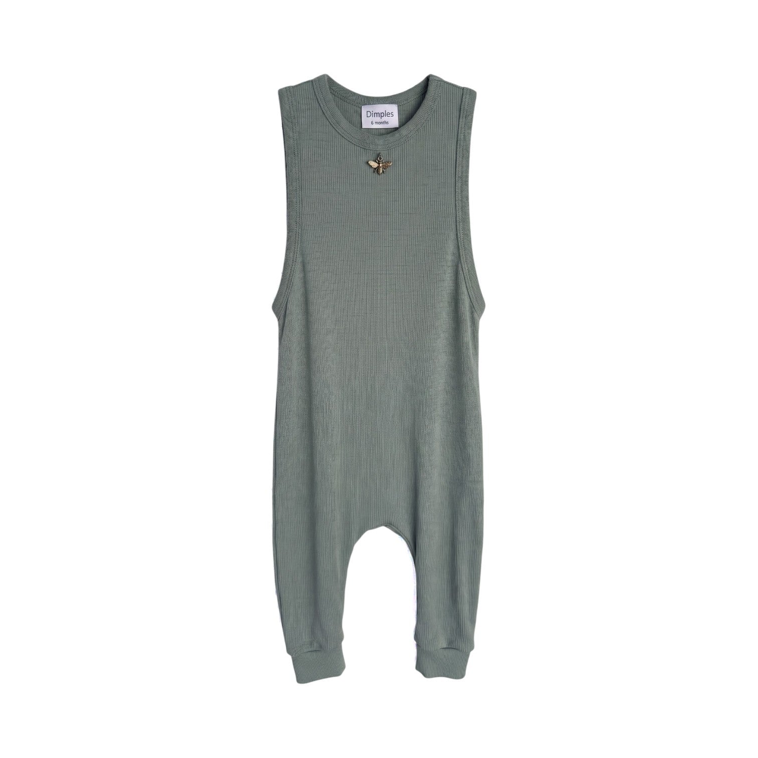Dimples sage green merino romper  | Vili Bear Auckland NZ
