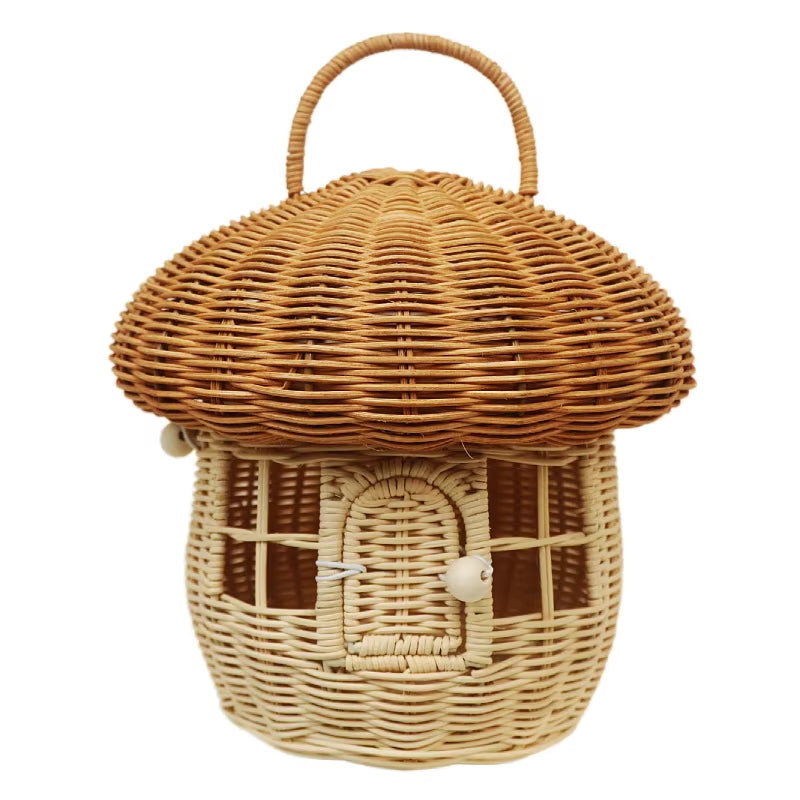 Rattan handwoven mushroom basket  | Vili Bear Auckland NZ